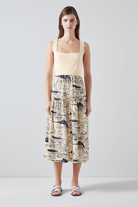 CROSBY RIVERA MIDI DRESS NAVY/CREAM 1