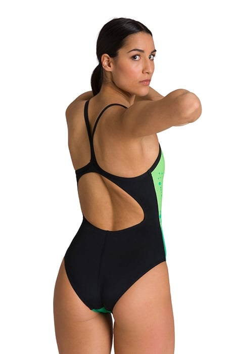 W SPRAYPAINT LIGHT DROP BACK ONE PIECE GREEN-BLACK 2