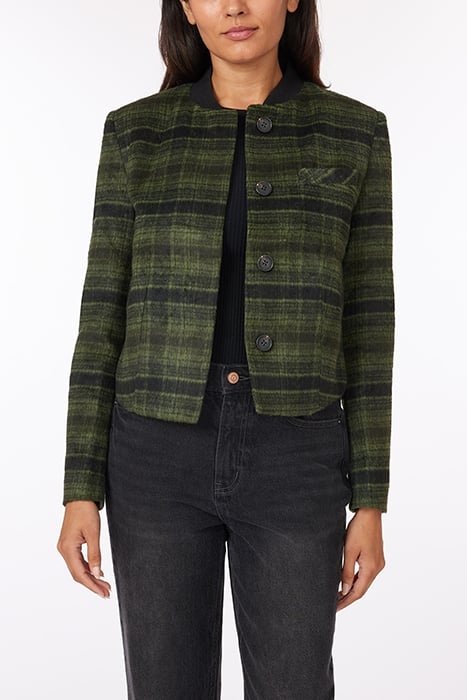 BRUSHED PLAID JACKET FIR GREEN/BLACK PLAID 1