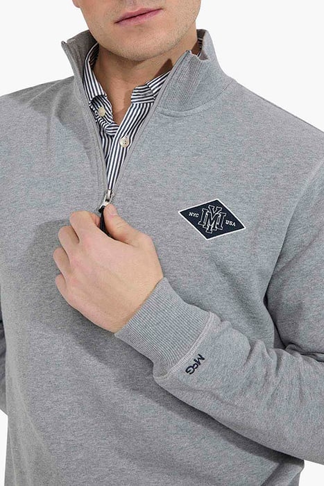 ZIP MOCK SWEATSHIRT MEDIUM GREY MELANGE 6