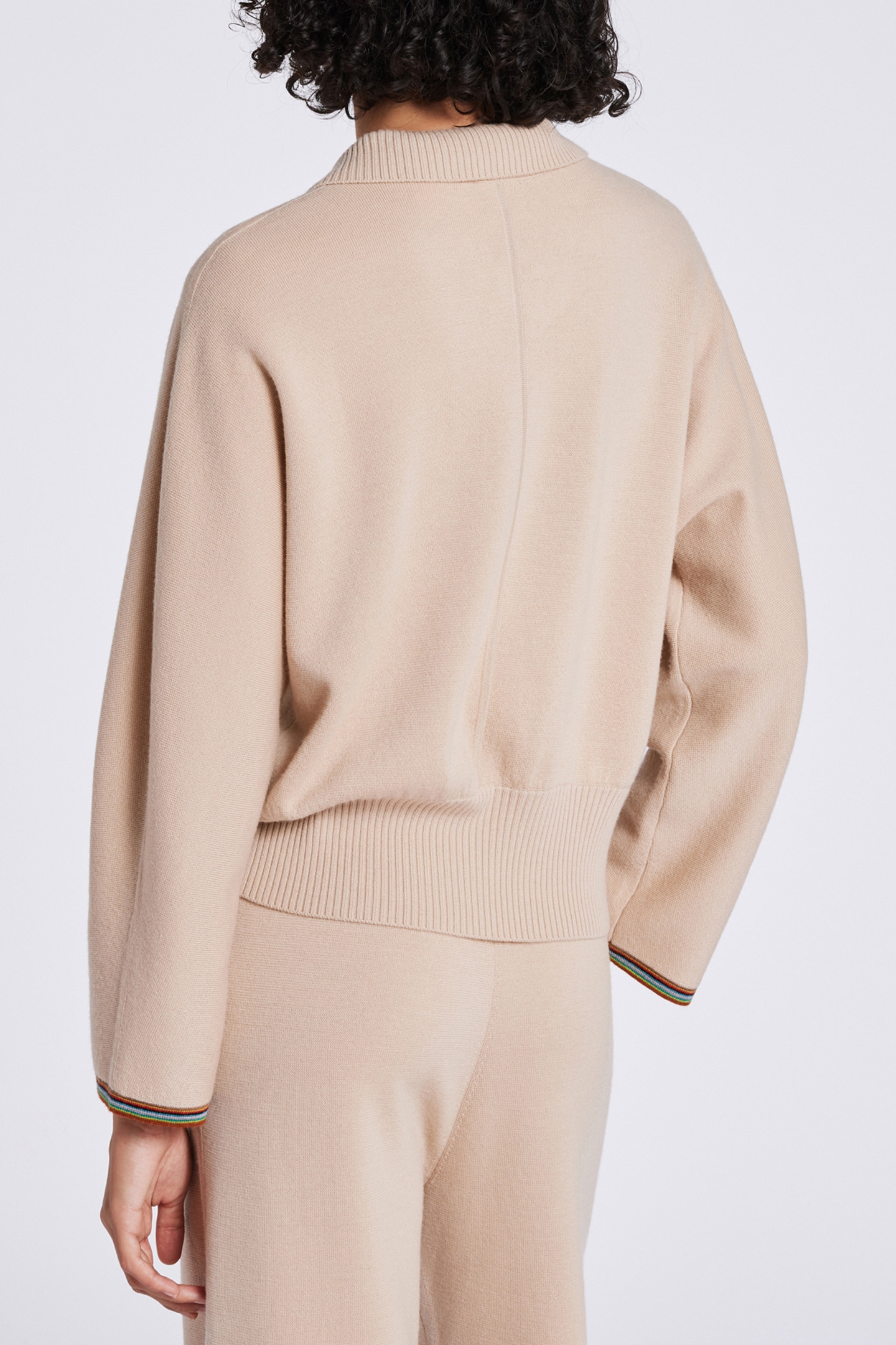 WOMENS KNITTED CARDIGAN ZIP THRU LIGHT BEIGE 2