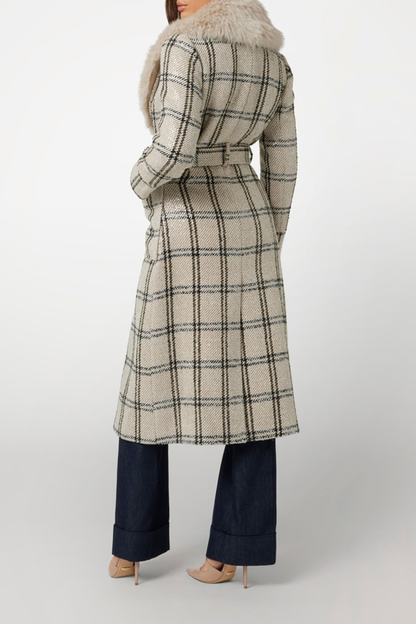 MARCIANO BY GUESS CHARLIZE PLAID COAT WHITE DENEUVE MULTI 3