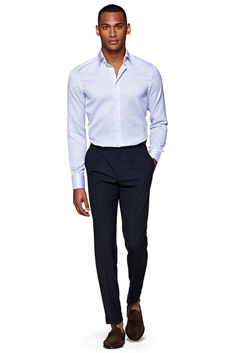 Light Blue Checked Slim Fit Shirt 5