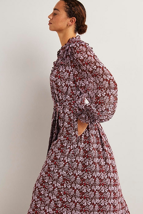 RUFFLE YOKE MIDI SHIRT DRESS PRP 3