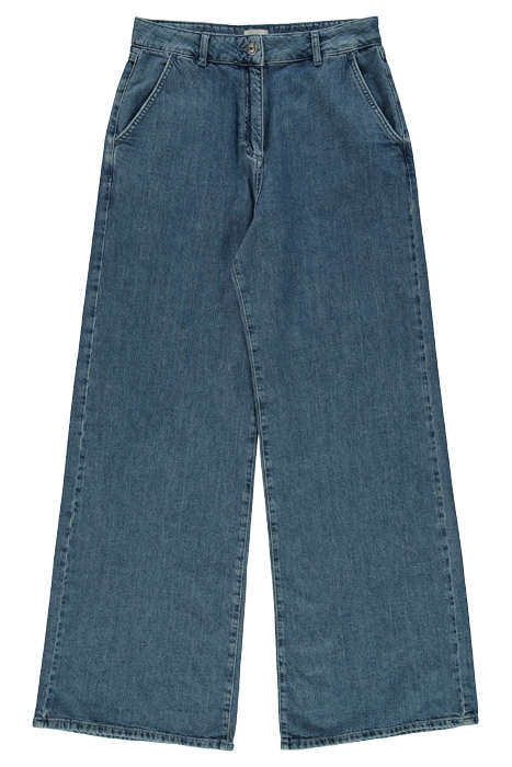 ZUZI LINEN BLEND DNM WIDE JEAN MID BLUE 1