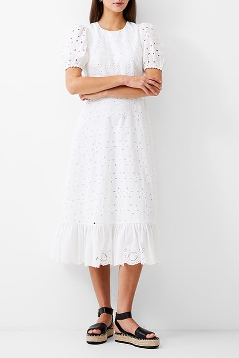 BRODERIE TIERED DRESS L WHITE 2