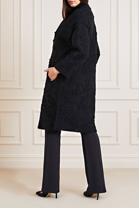 BRAID COAT JET BLACK FAUX FUR 2