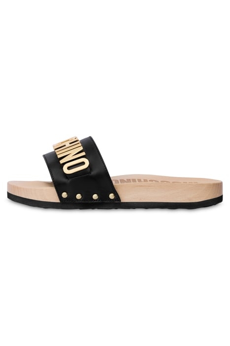 LETTERING LOGO CLOGS SANDALS BLACK 1