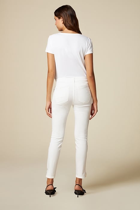 SKINNY TROUSERS WITH JEWEL BUTTONS WHITE 2