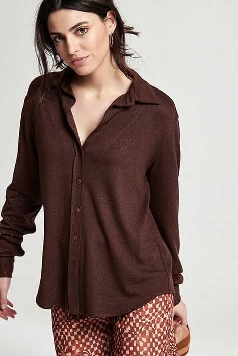 LUREX KNIT TAILORED SHIRT BROWN 4