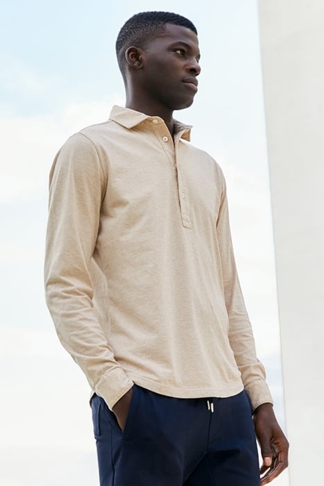 NORTON | TAILORED JERSEY POLOSHIRT SAND MELANGE 3