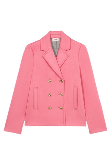 SCUBA FABRIC DOUBLE-BREASTED JACKET PINK 3